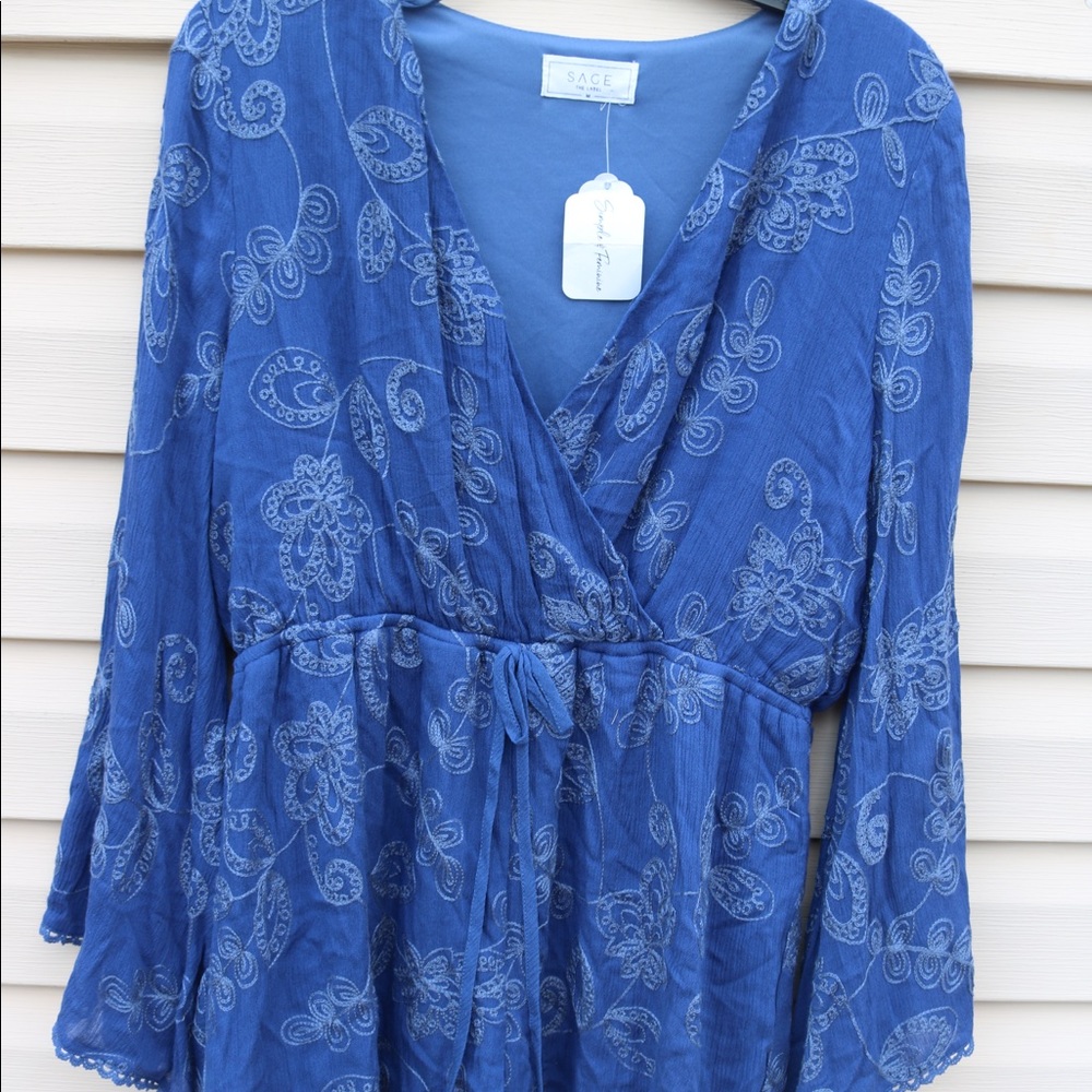 Navy blue, floral romper